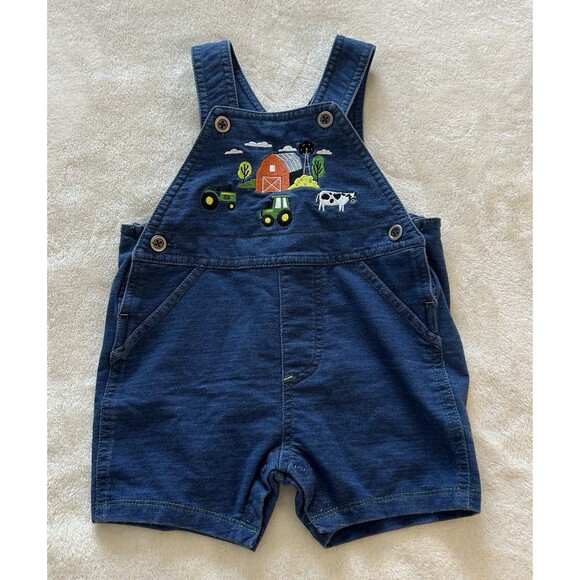 John Deere Other - John Deere Baby Overall 6/9 months Jumper Soft Denim Stretchy Farm Truck Animals